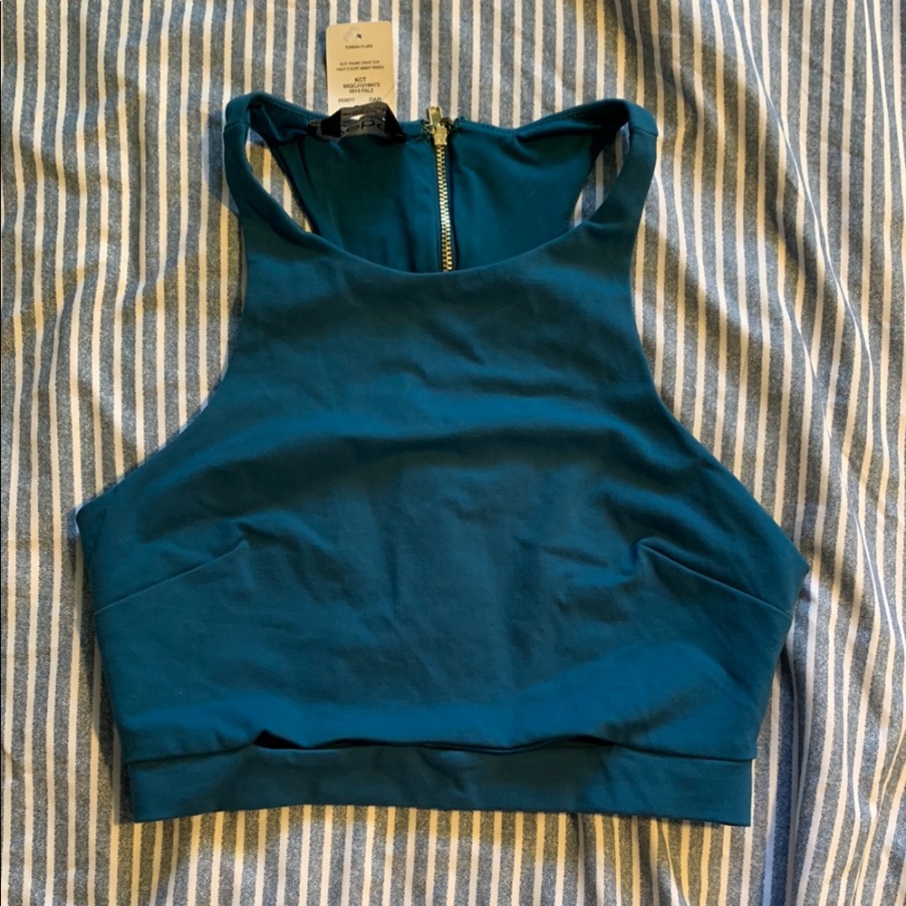 Bebe Teal Sleeveless Crop Top